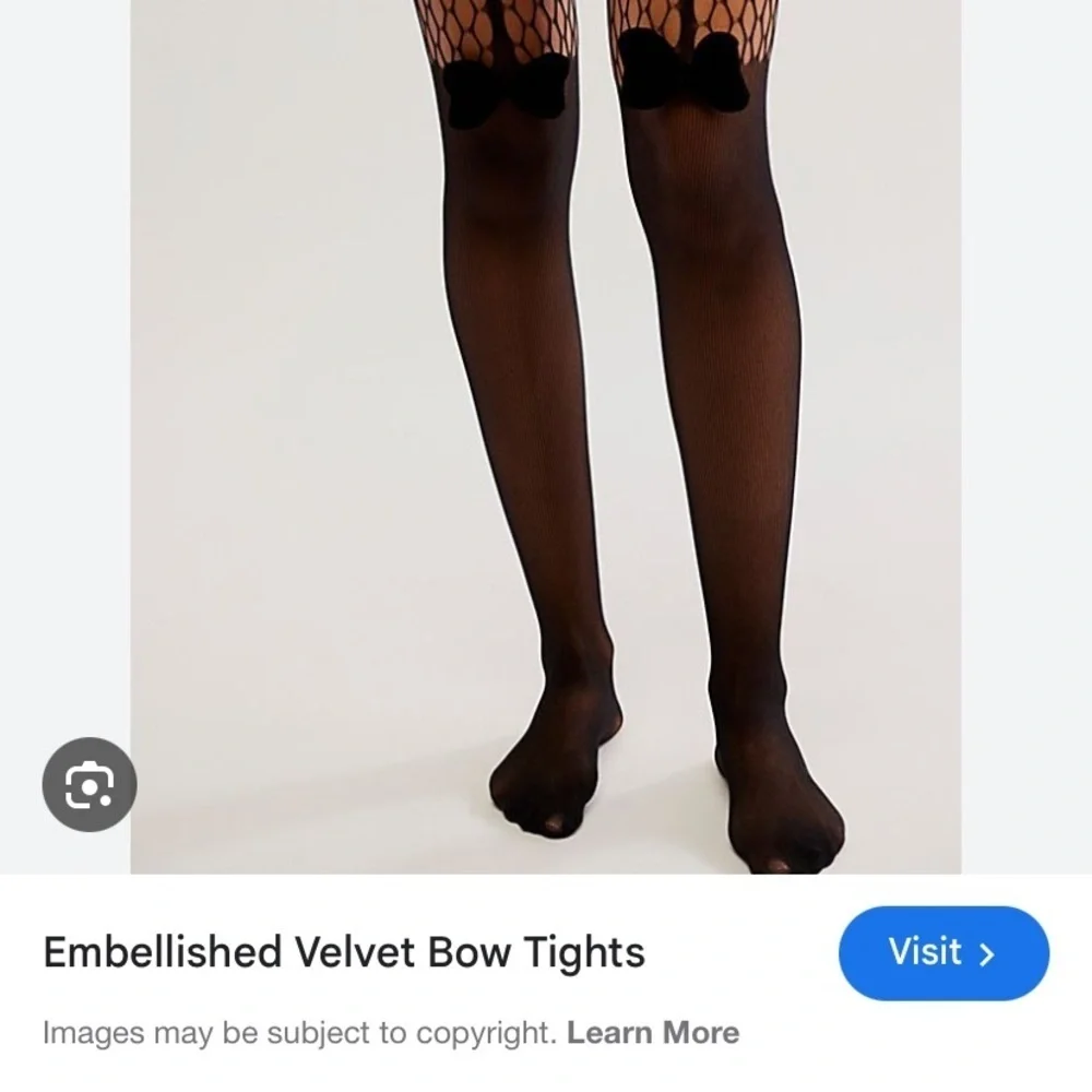 Free Peoplele High Heel Jungle Velvet Bow Tights In package Black